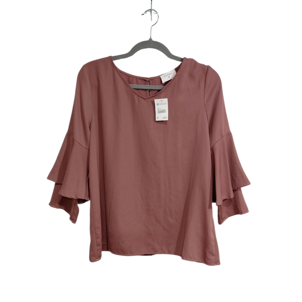 Everly Layered Ruffle Sleeve Blouse - Mauve
